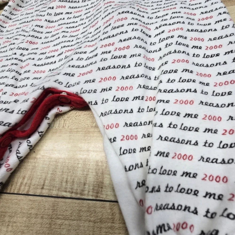 Vintage Y2K Alexis 2000 Footed Sleeper Infant 3-6 Months‎ White Red Reasons To